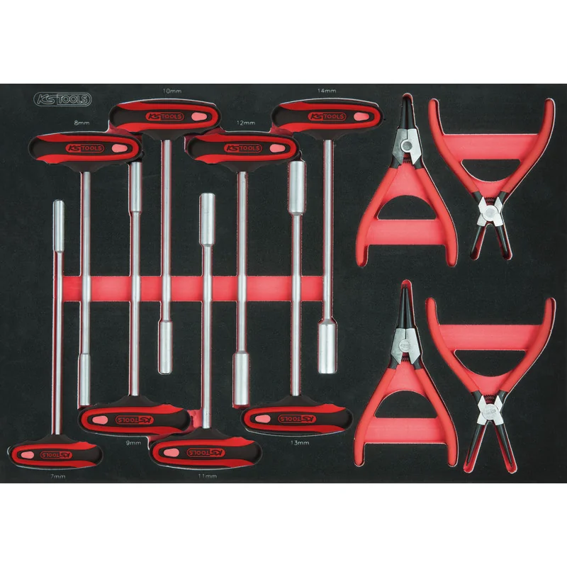 KS Tools - 7110012 - Retaining Ring Pliers And T-Handle Set, 12-Piece, 1/1 System Insert
