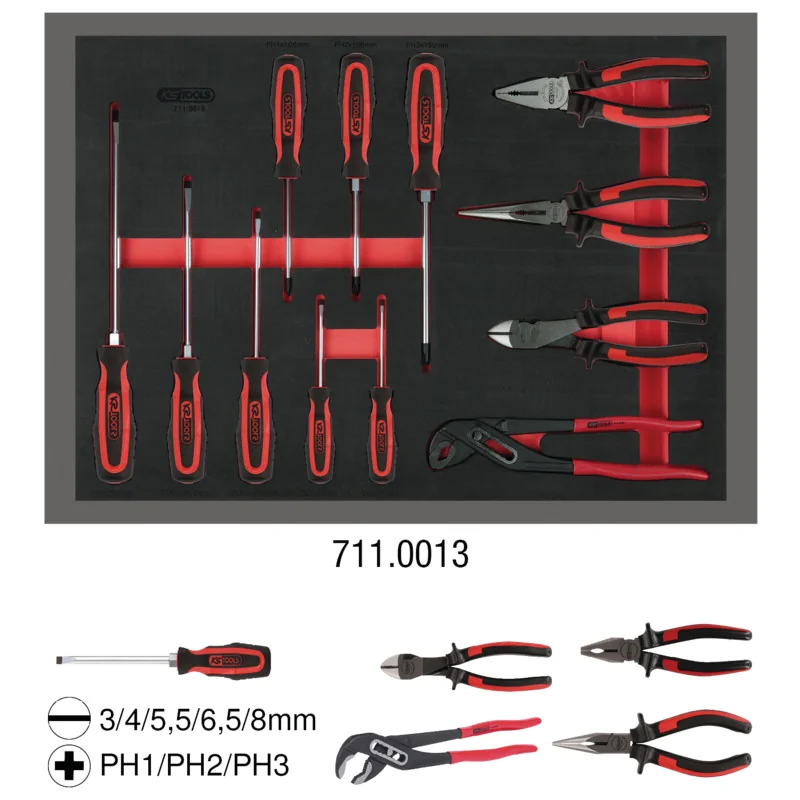 KS Tools - 7110013 - Screwdriver And Pliers Set, 12 Pcs