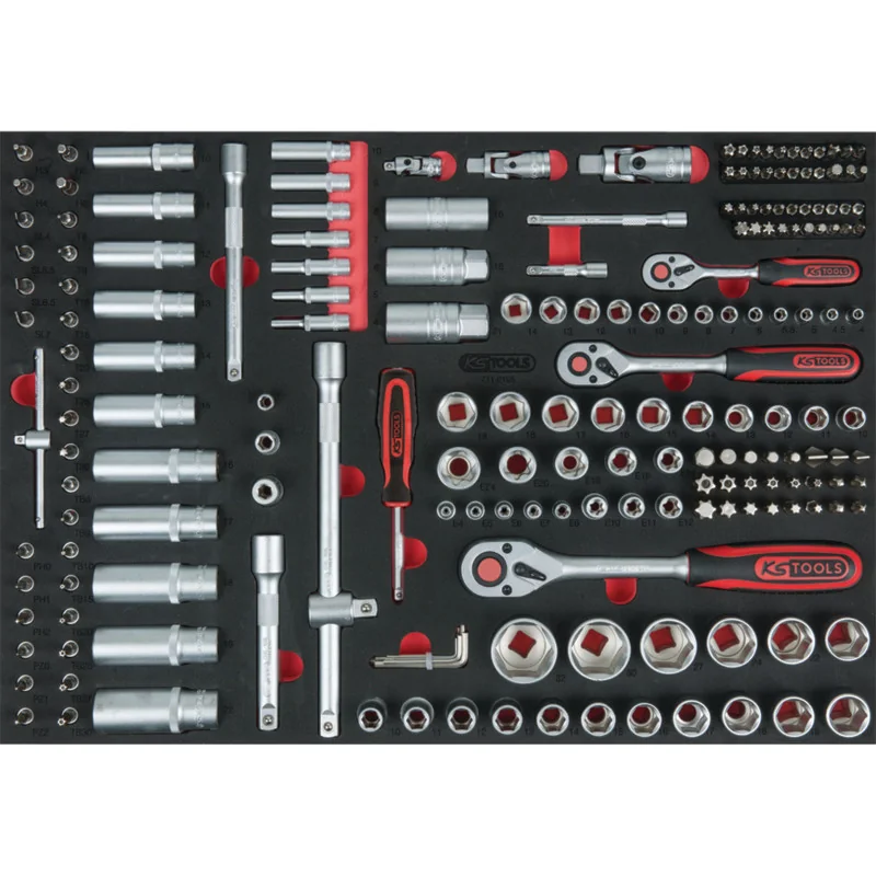 KS Tools - 7110195 - 1/4+3/8+1/2 Inch Socket Wrench Set, 195-Piece