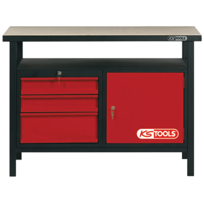 KS Tools - 8650003 - Workbench With 3 Drawers And 1 Door, H850xW1200xD600mm