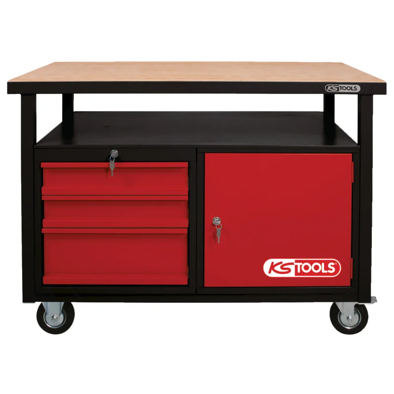 KS Tools - 8650101 - Mobile Workbench With 3 Drawers And 1 Door