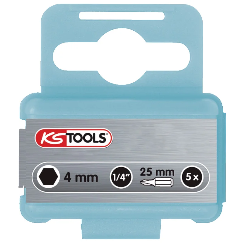 KS Tools - 9102258 - 1/4 Inch INOX+ Bit Hex, 5pcs, 4mm