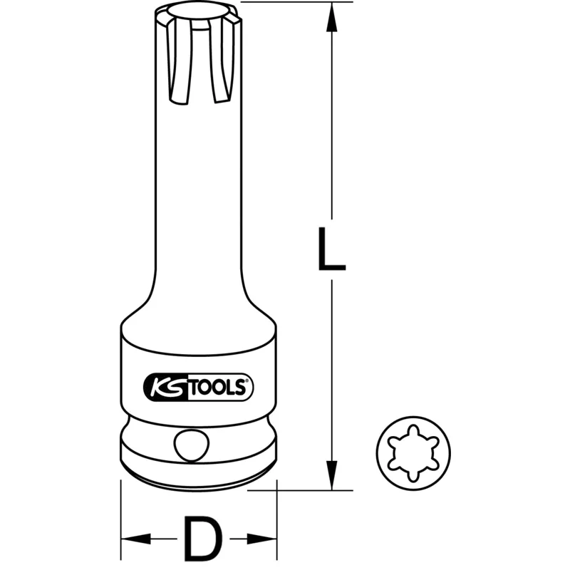 KS Tools - 9110937 - Impact Socket Ribe Long, 1/2 Inch, M6