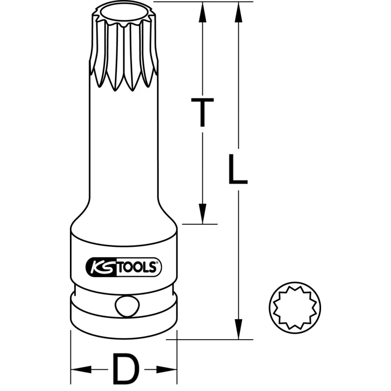 KS Tools - 9110952 - 1/2 Inch Impact Bit Socket For Multi-Tooth