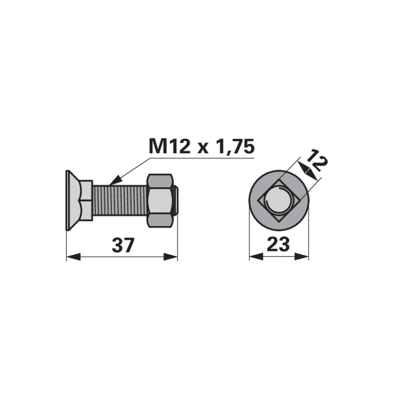 Agricarb - BTFCCW-1235 - Plough bolt