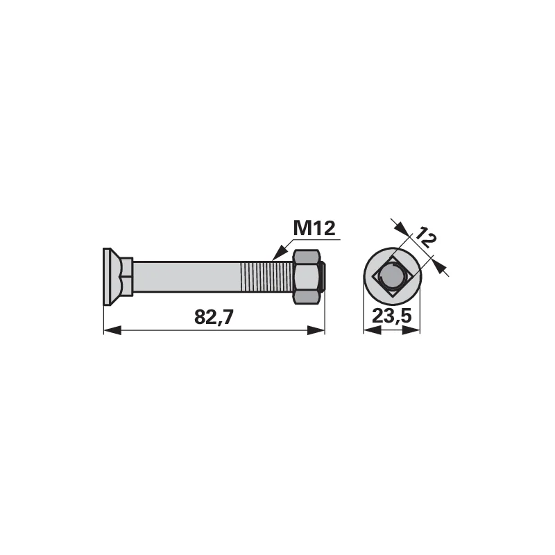 Agricarb - BTFCCW-1280 - Plough bolt