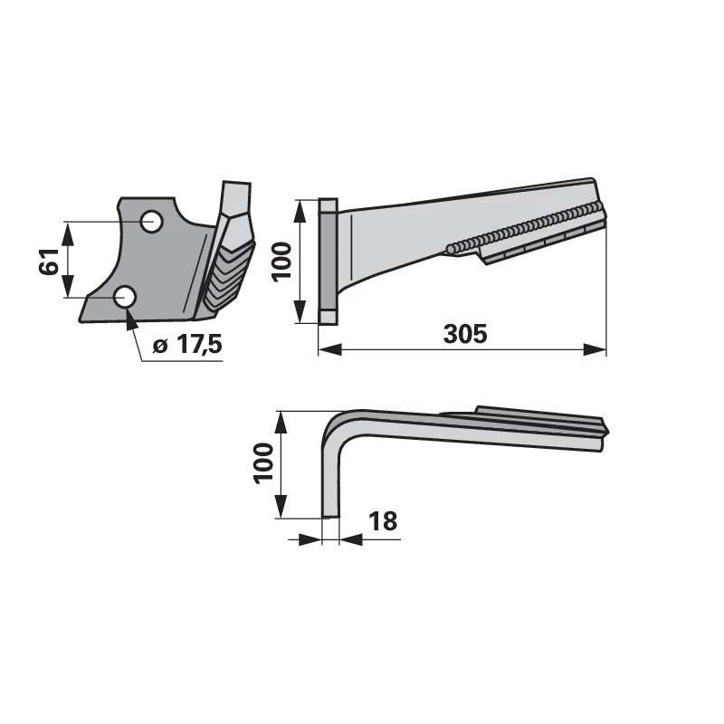 Agricarb - DKG0030-LTG - Rotary harrow tine