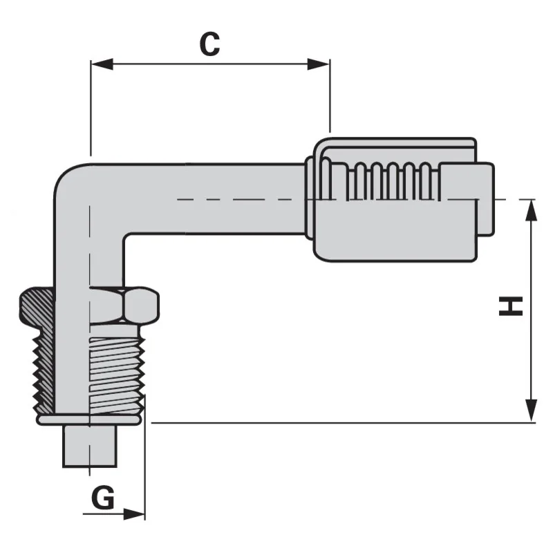 Burgaflex - 52214-10-10S - Threaded stud KL ORS, 90°, DN12, 7/8-18