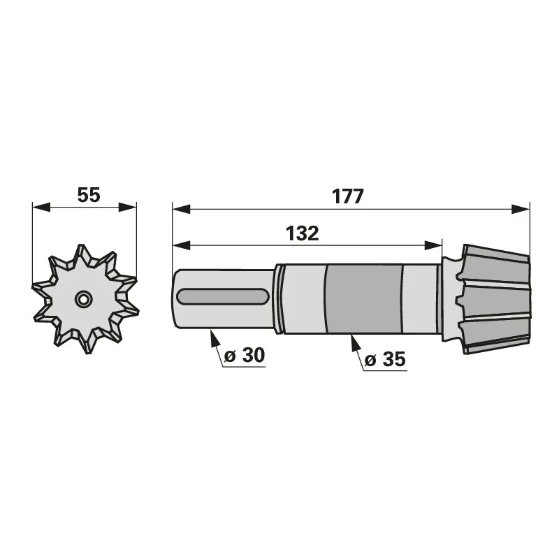 Pöttinger - 00+254.80.035.0 - Pinion shaft