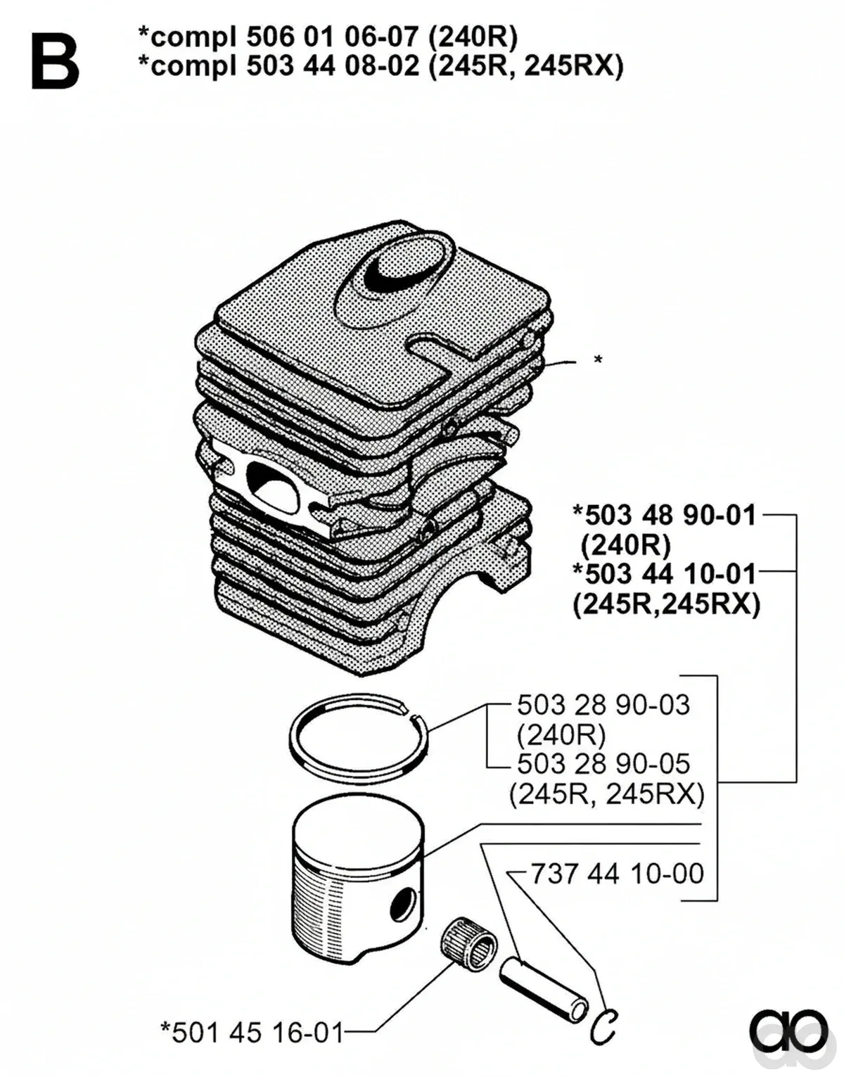 Husqvarna-503440802 - CYLINDER ASSY (245R, 245RX)