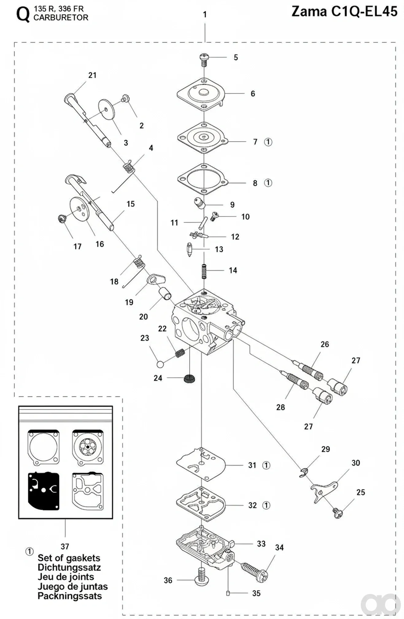 Husqvarna-575729001 - CARBURETTOR (Zama C1Q-EL45)