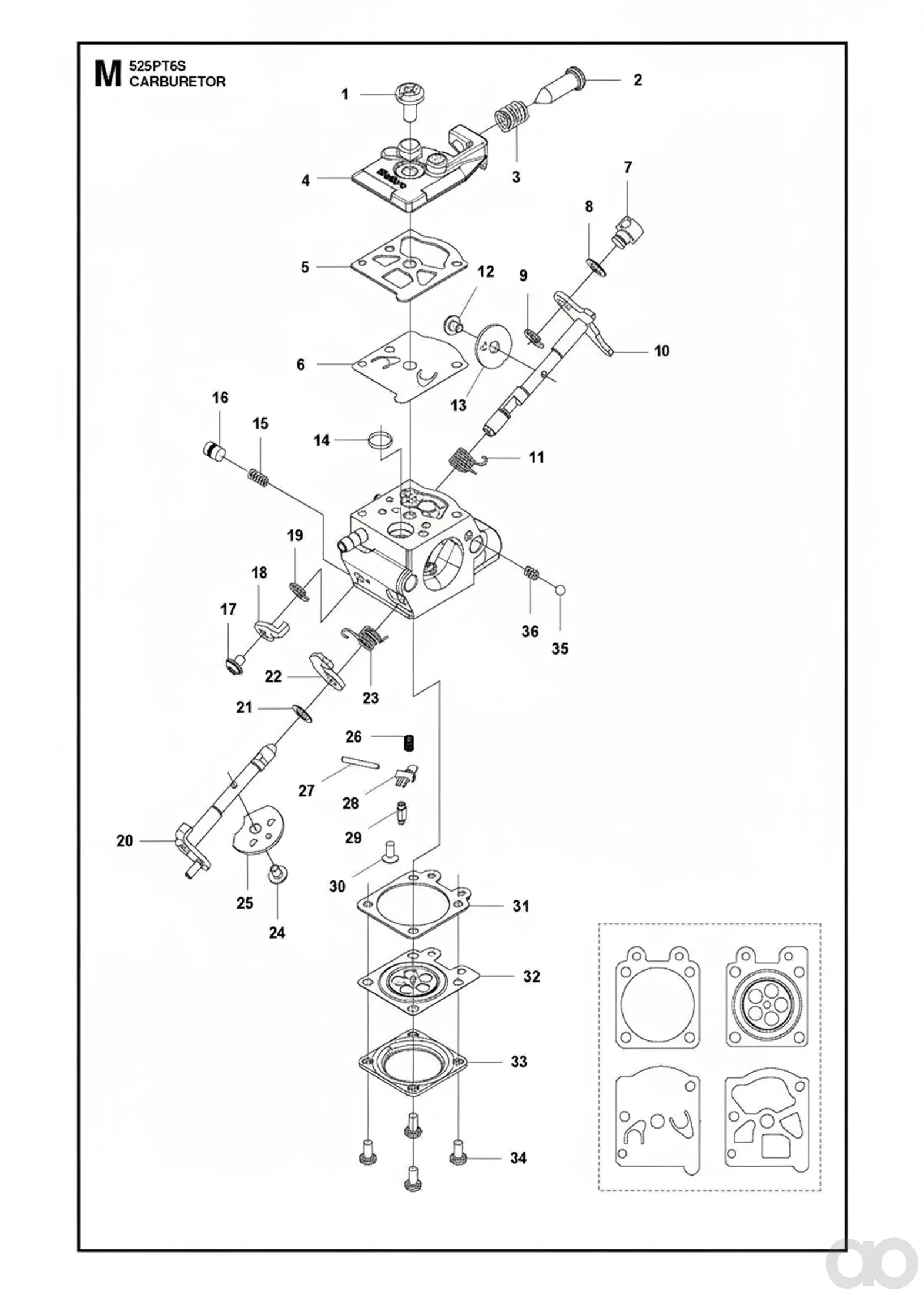 Husqvarna-580684801 - GASKET KIT (Coomopes by item 5, 6, 31 and 32)