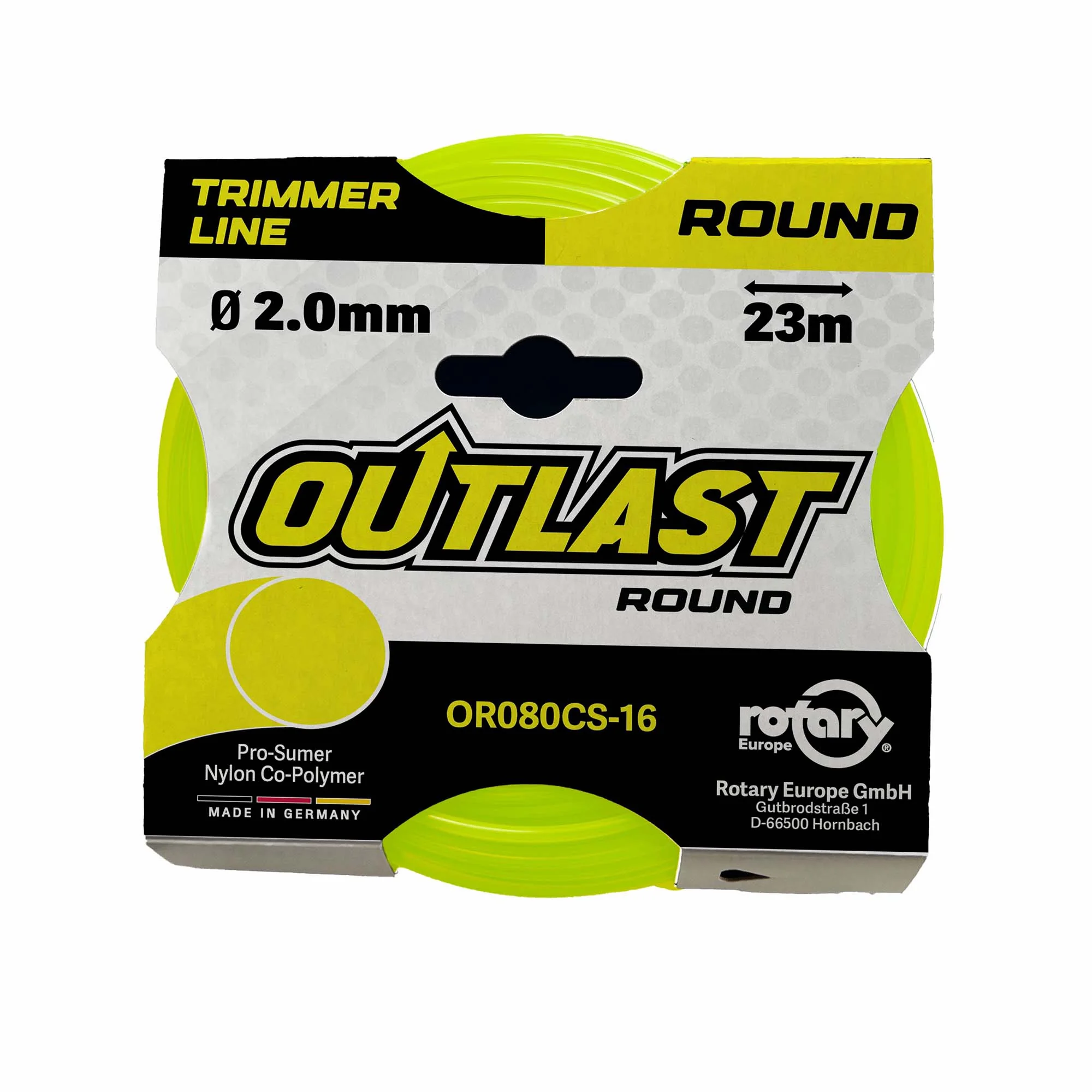 Rotary - 080CS16 - Yellow Round Line .080 Inches/2.0MM 23M Outlast