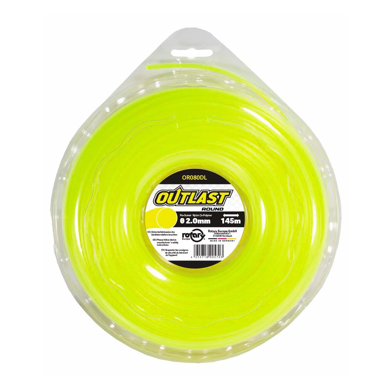Rotary - 080DL12 - Yellow Round Line .080 Inches/2.0MM 145M Outlast