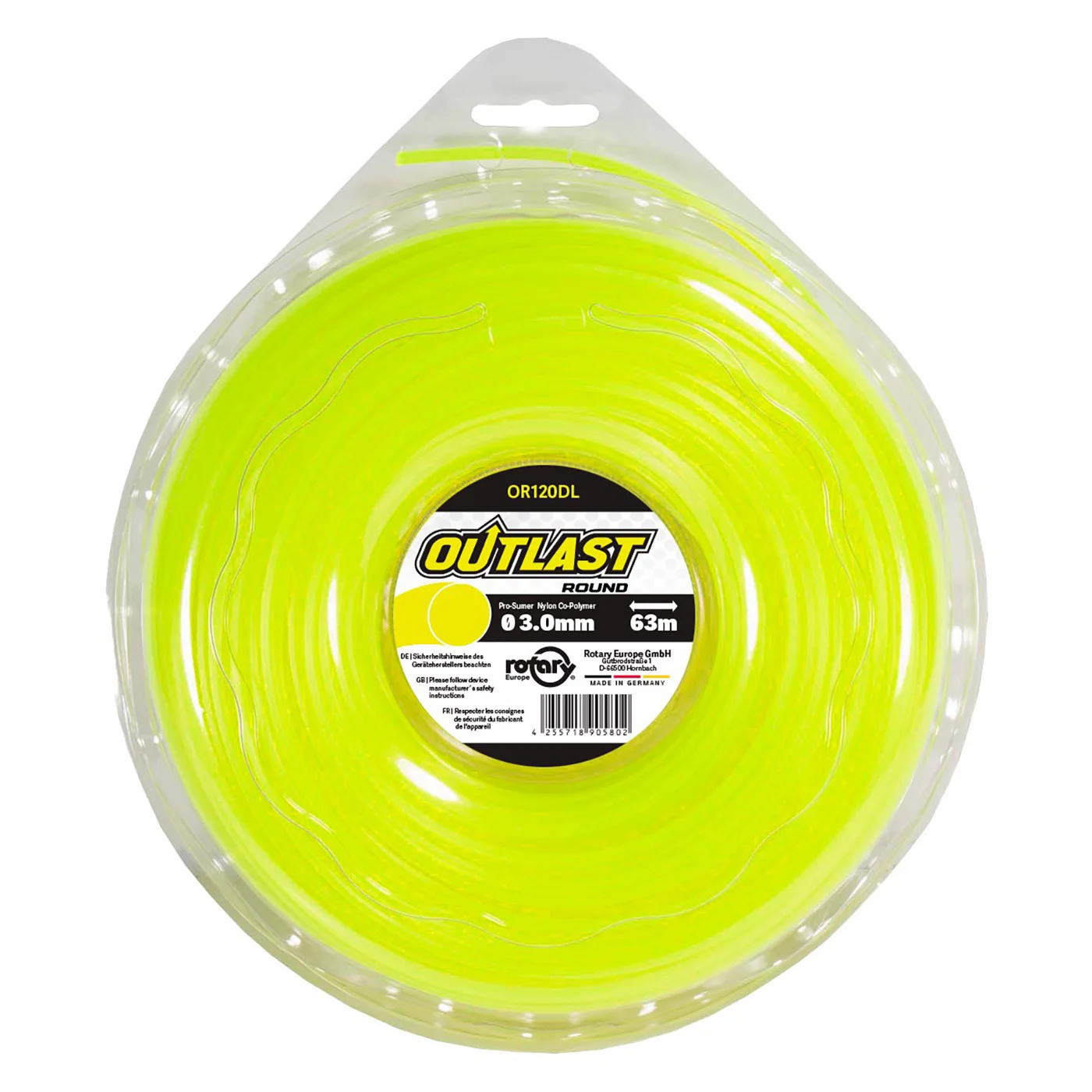 Rotary - 120DL12 - Yellow Round Line .120 Inches/3.0MM 63M Outlast