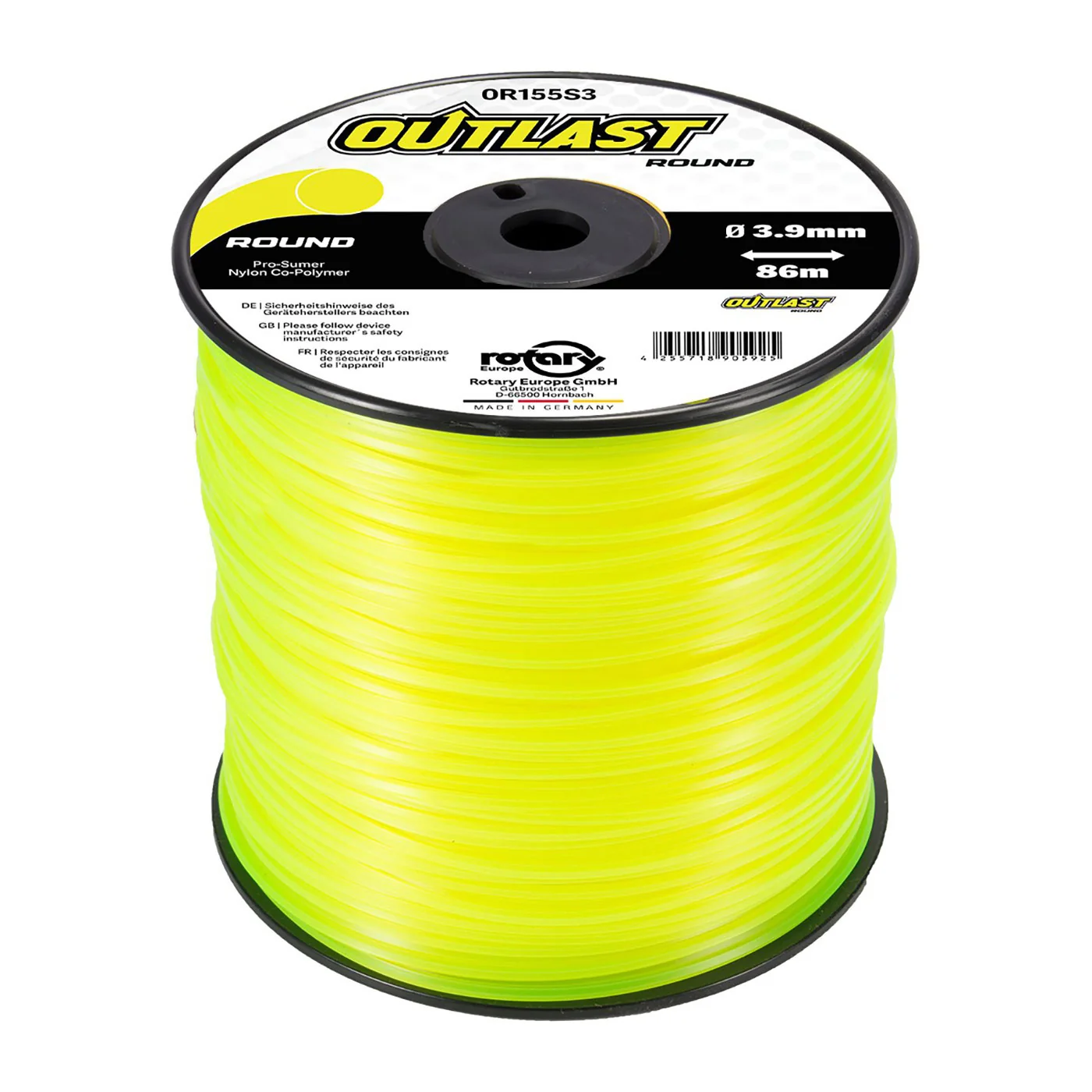 Rotary - 155S39 - Yellow Round Line .155 Inches/3.9MM 86M Outlast