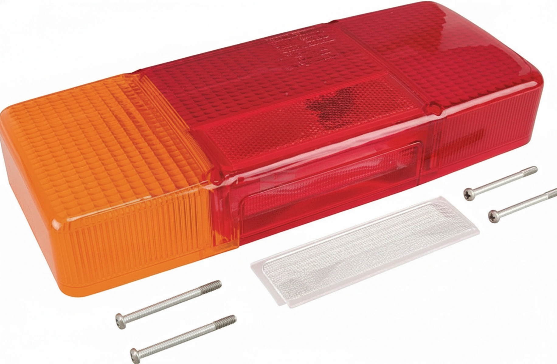 Kramp-02256300 - Light lens, red/transparent/amber, rectangular rear/left Cobo