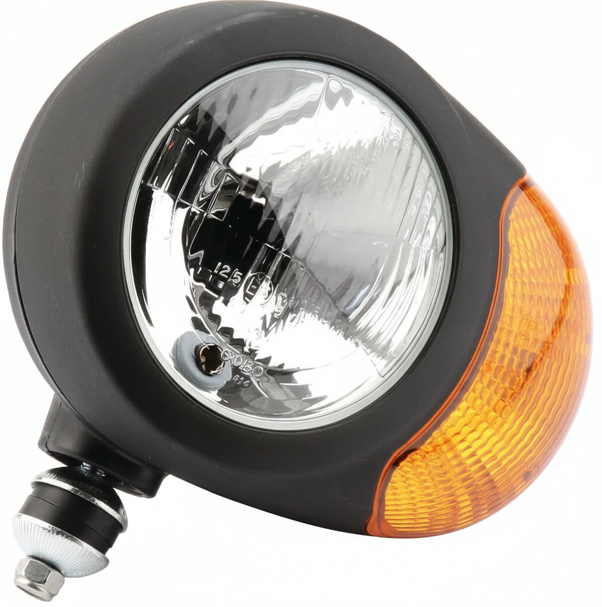 Kramp-0509190000 - Headlight round, LH transparent/amber, bolt on, Ø 180mm Deutsch plug, Cobo