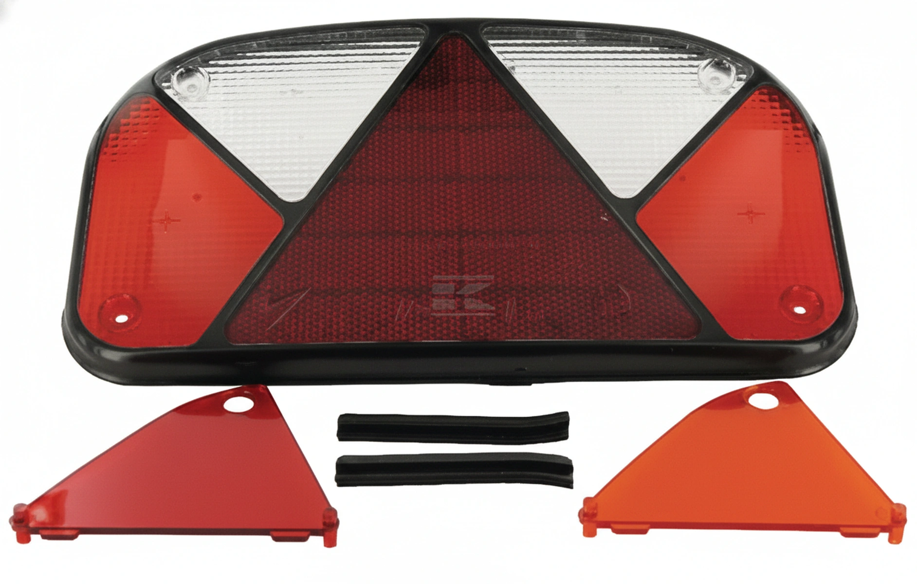 Kramp-188470007 - Light lens, red/transparent/amber, rectangular LH/RH/rear Aspöck