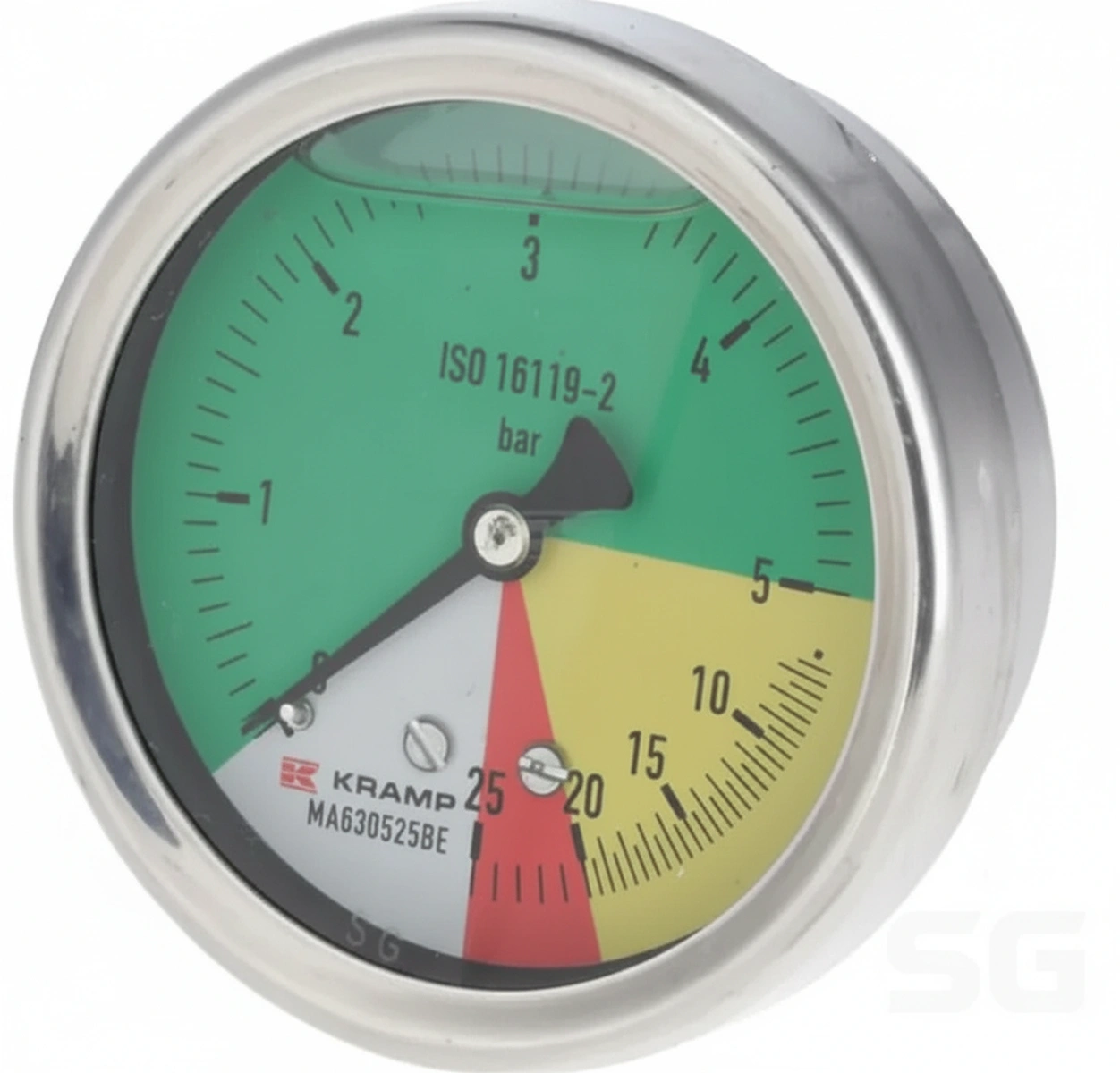 Kramp-ma630525be - Pressure gauge Ø63mm 0-5-20-25 1/4" BSP back connection