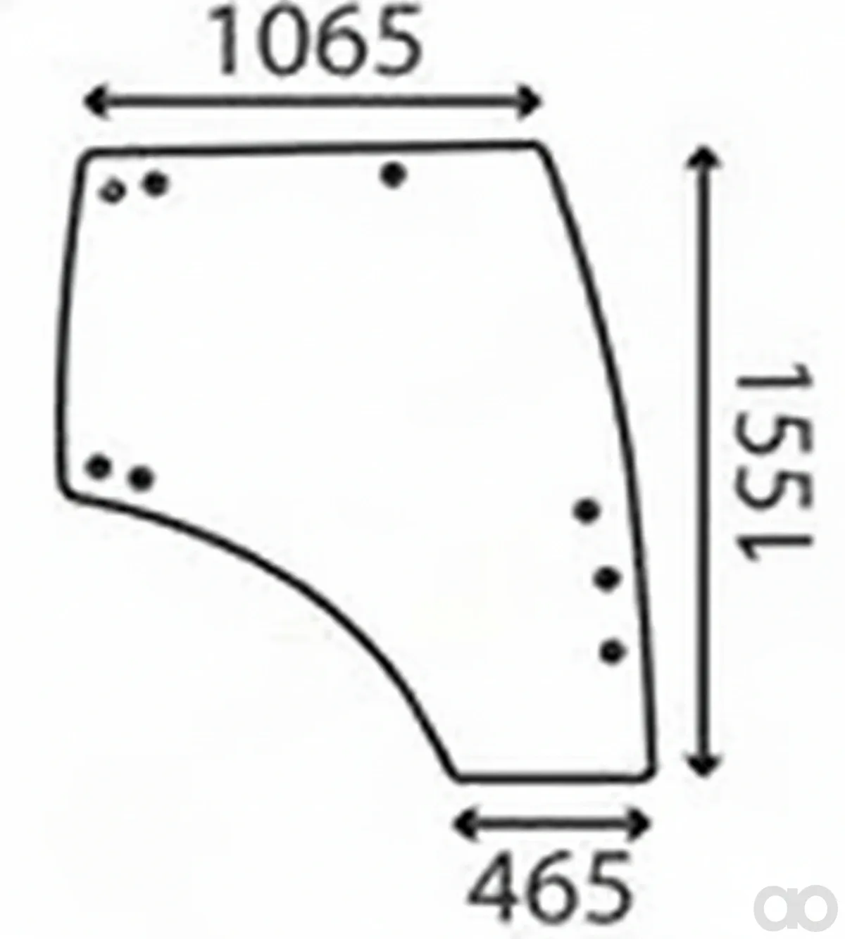 Kubota - 3Y20570670 - Door Glass Rear