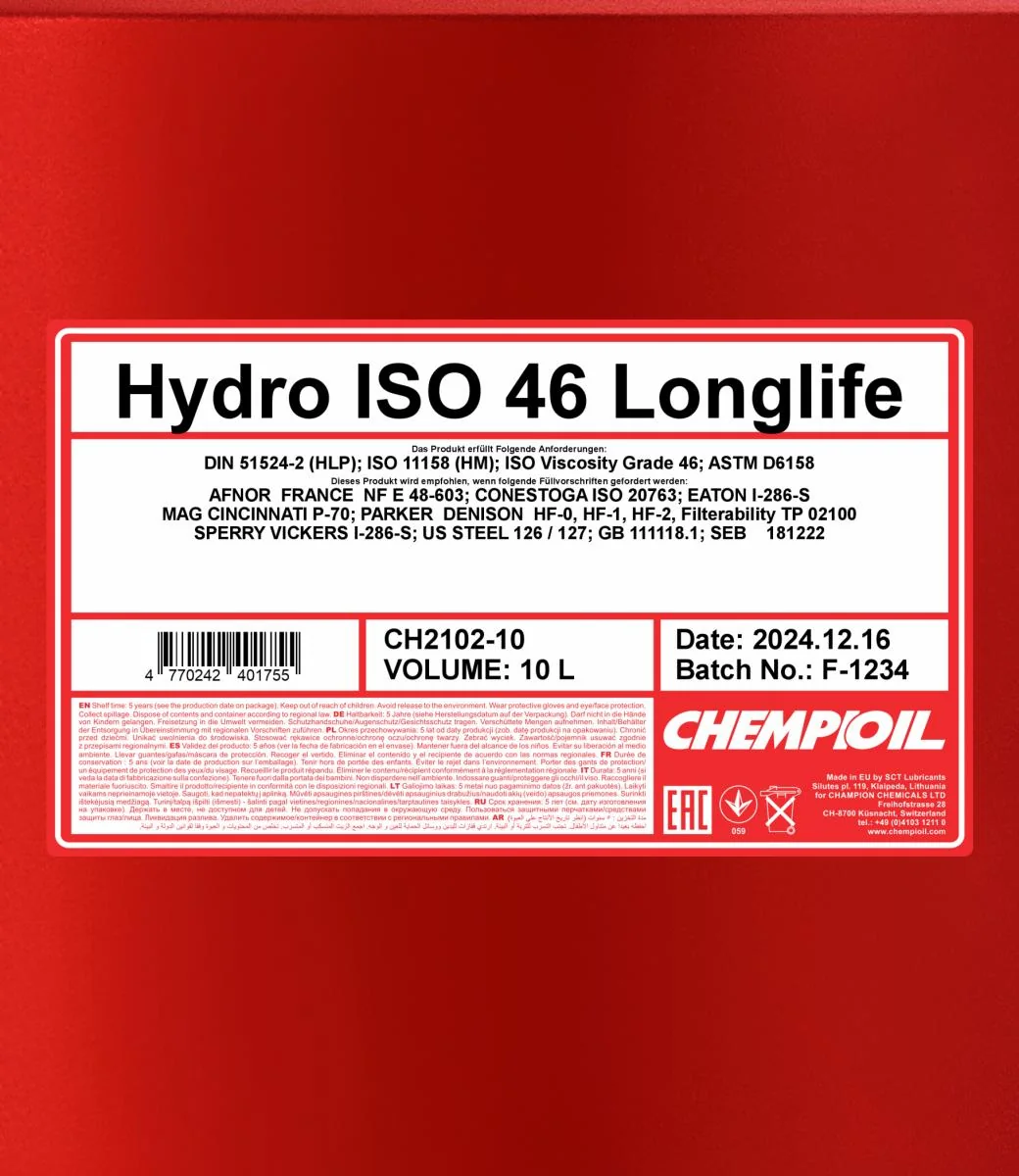 CHEMPIOIL - CH210210 - Hydro ISO 46 LONGLIFE 10L