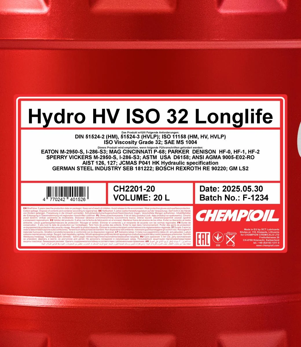 CHEMPIOIL - CH220120 - Hydro HV ISO 32 LONGLIFE 20L