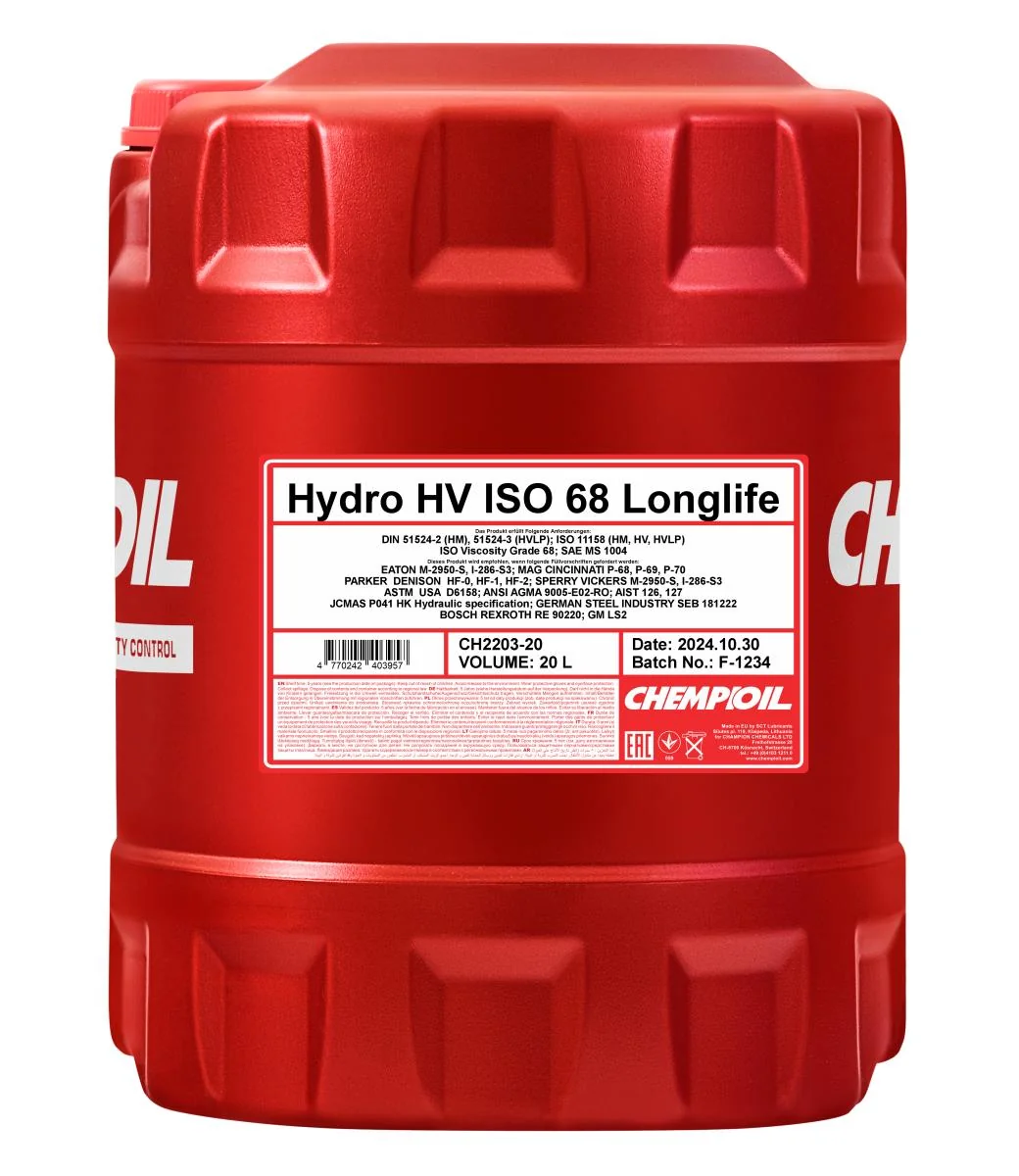 CHEMPIOIL - CH220320 - Hydro HV ISO 68 LONGLIFE 20L