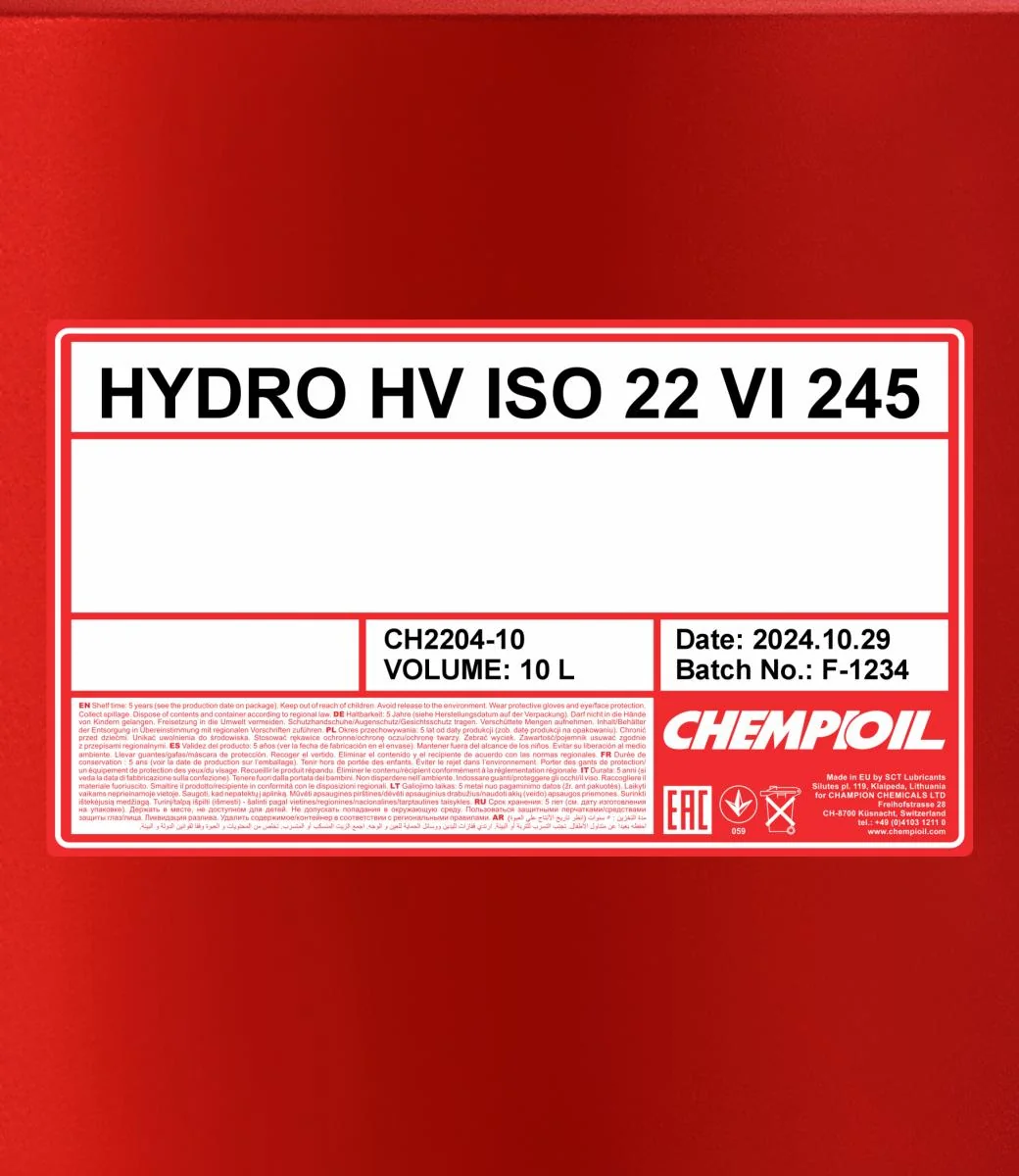 CHEMPIOIL - CH220410 - Hydro HV ISO 22 VI 245 10L