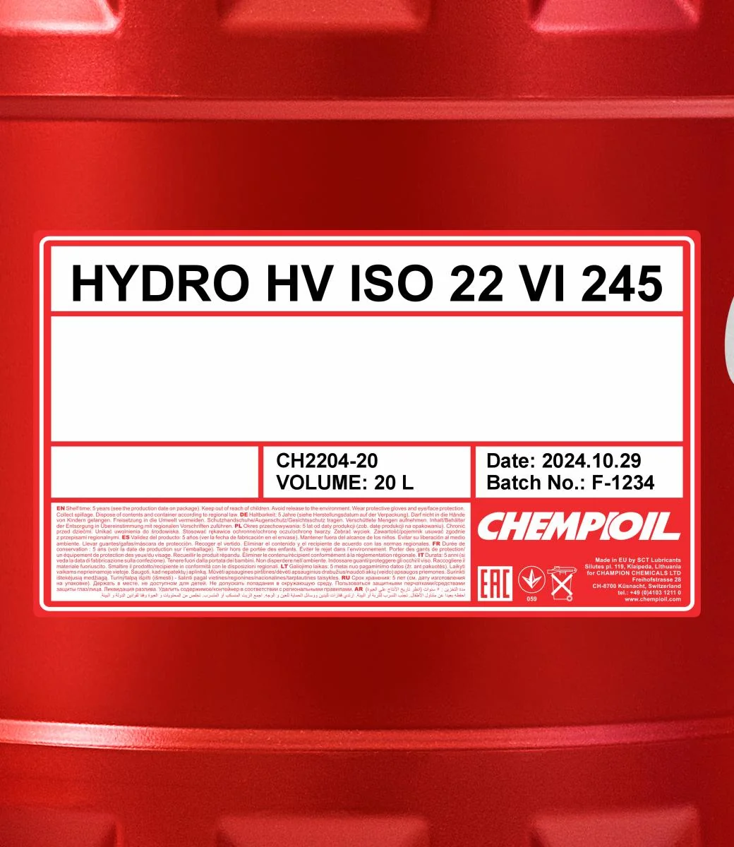 CHEMPIOIL - CH220420 - Hydro HV ISO 22 VI 245 20L