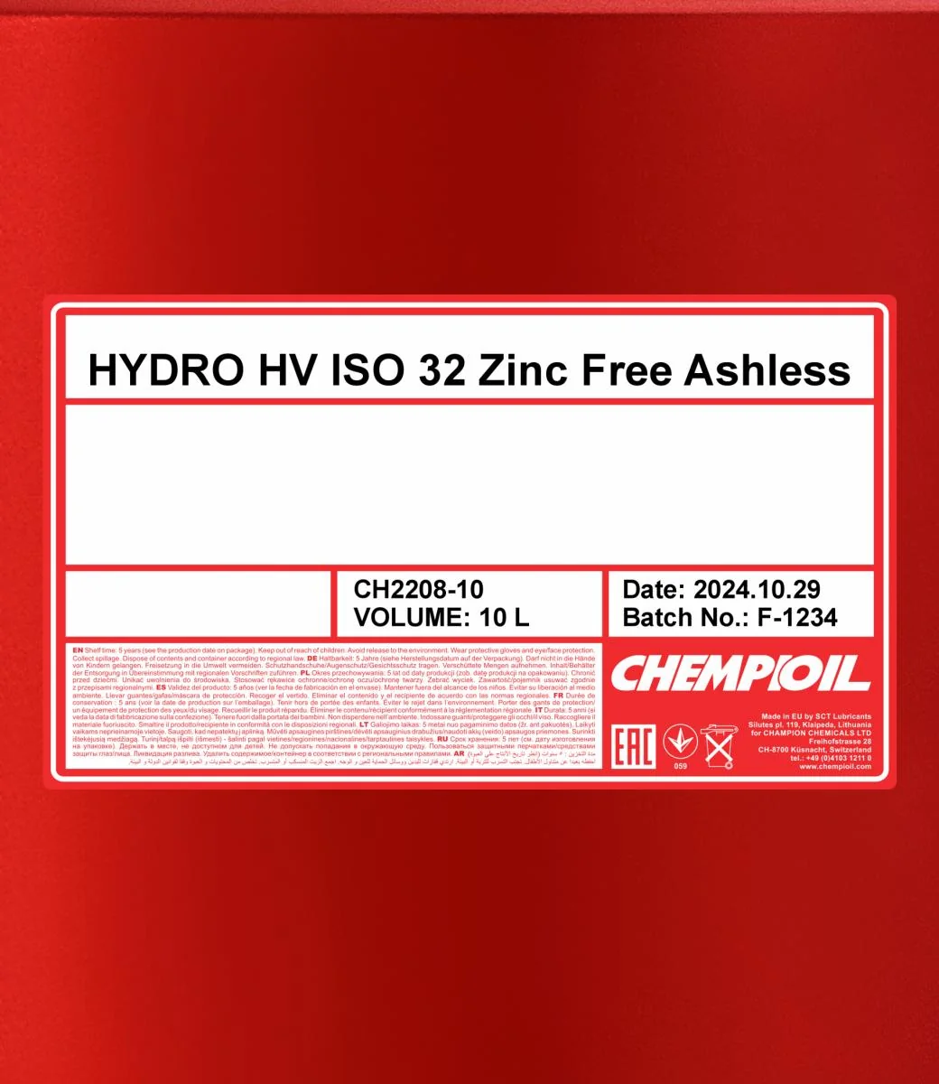 CHEMPIOIL - CH220810 - Hydro HV ISO 32 Zinc Free 10L