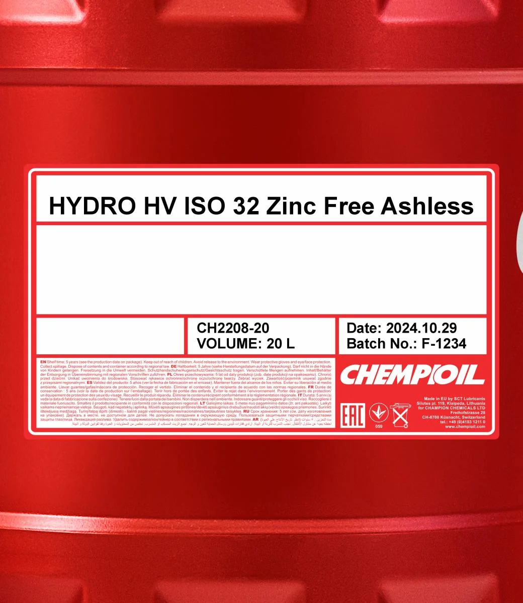 CHEMPIOIL - CH220820 - Hydro HV ISO 32 Zinc Free 20L