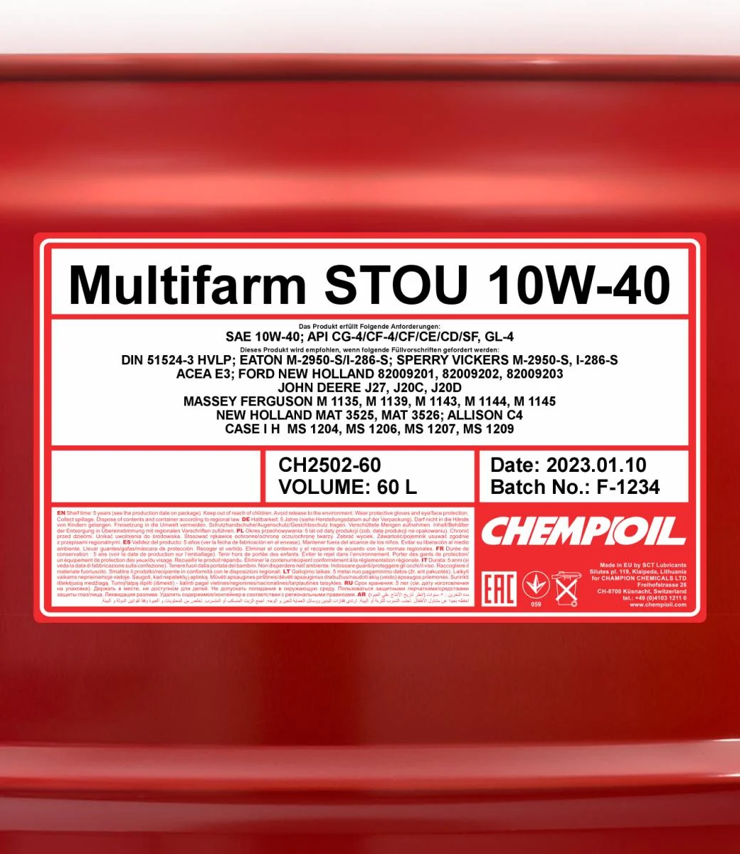CHEMPIOIL - CH250260 - Multifarm STOU 10W-40 60L