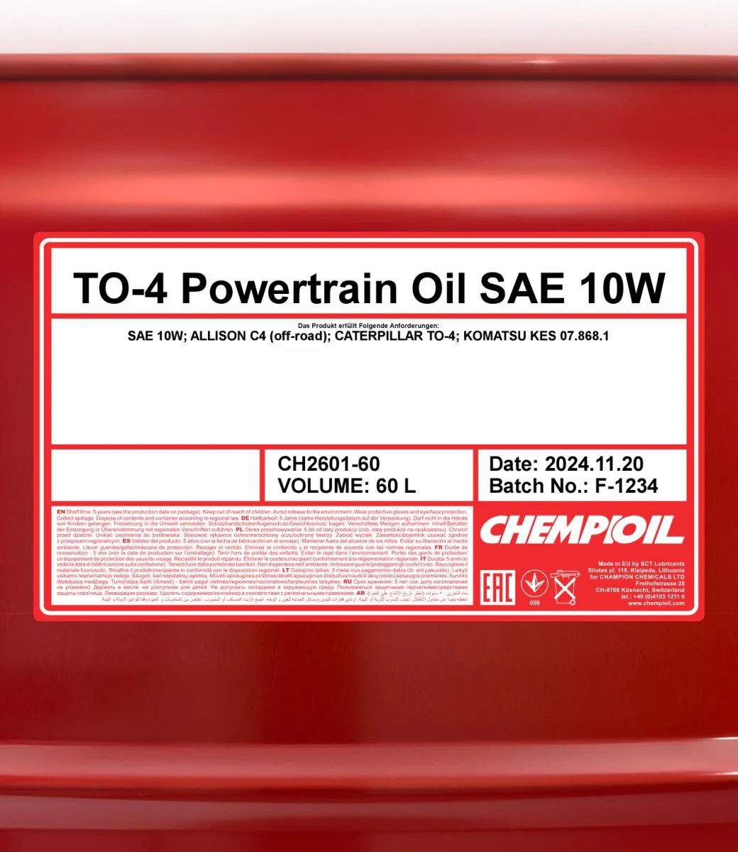 CHEMPIOIL - CH260160 - TO-4 Powertrain Oil SAE 10W 60L