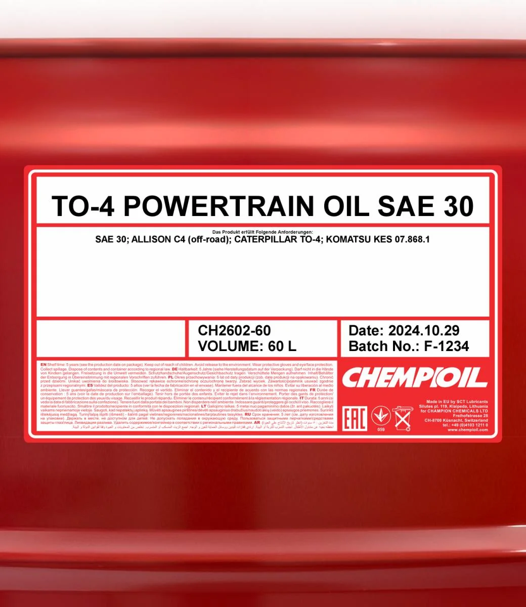 CHEMPIOIL - CH260260 - TO-4 Powertrain Oil SAE 30 60L