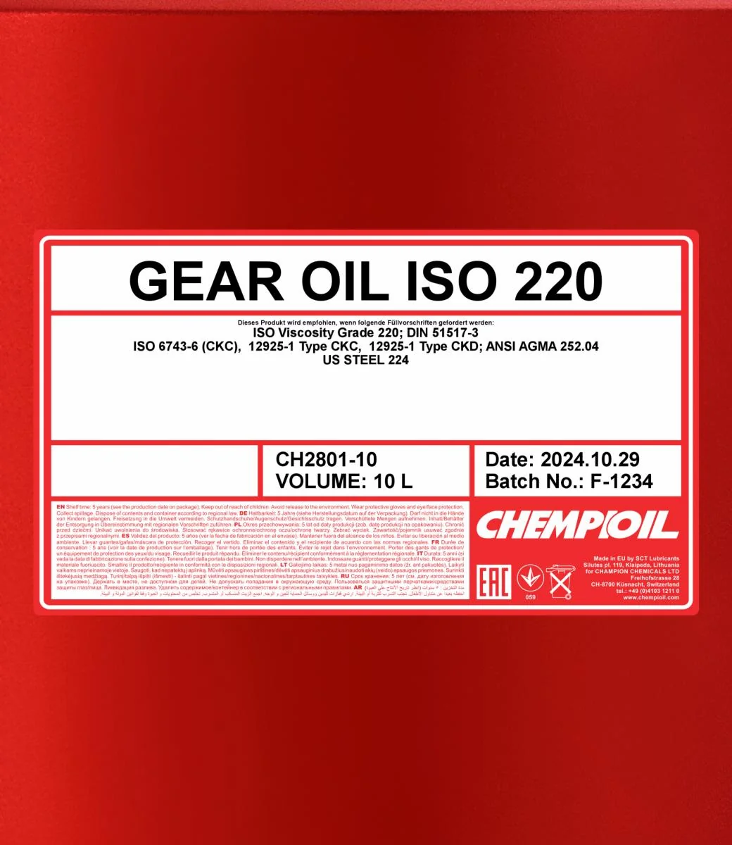 CHEMPIOIL - CH280110 - Gear Oil ISO 220 10L