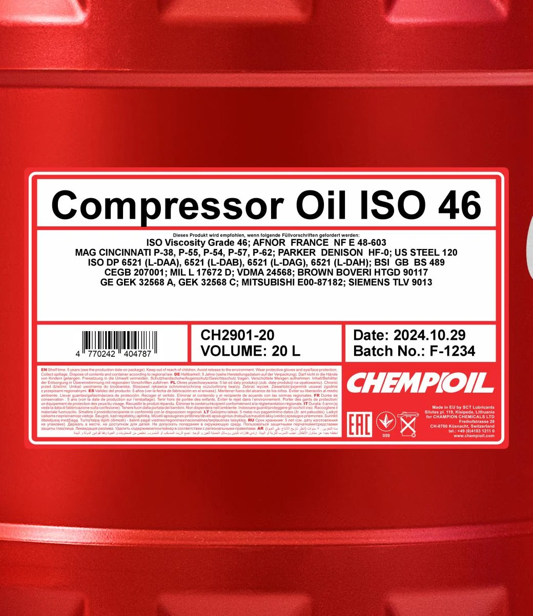 CHEMPIOIL - CH290120 - Compressor Oil ISO 46 20L