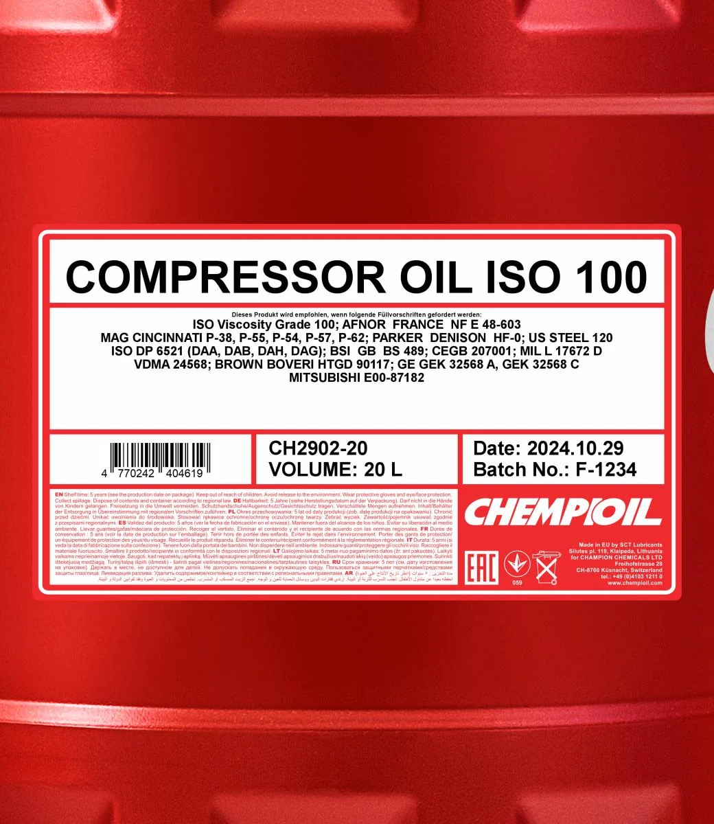 CHEMPIOIL - CH290220 - Compressor Oil ISO 100 20L