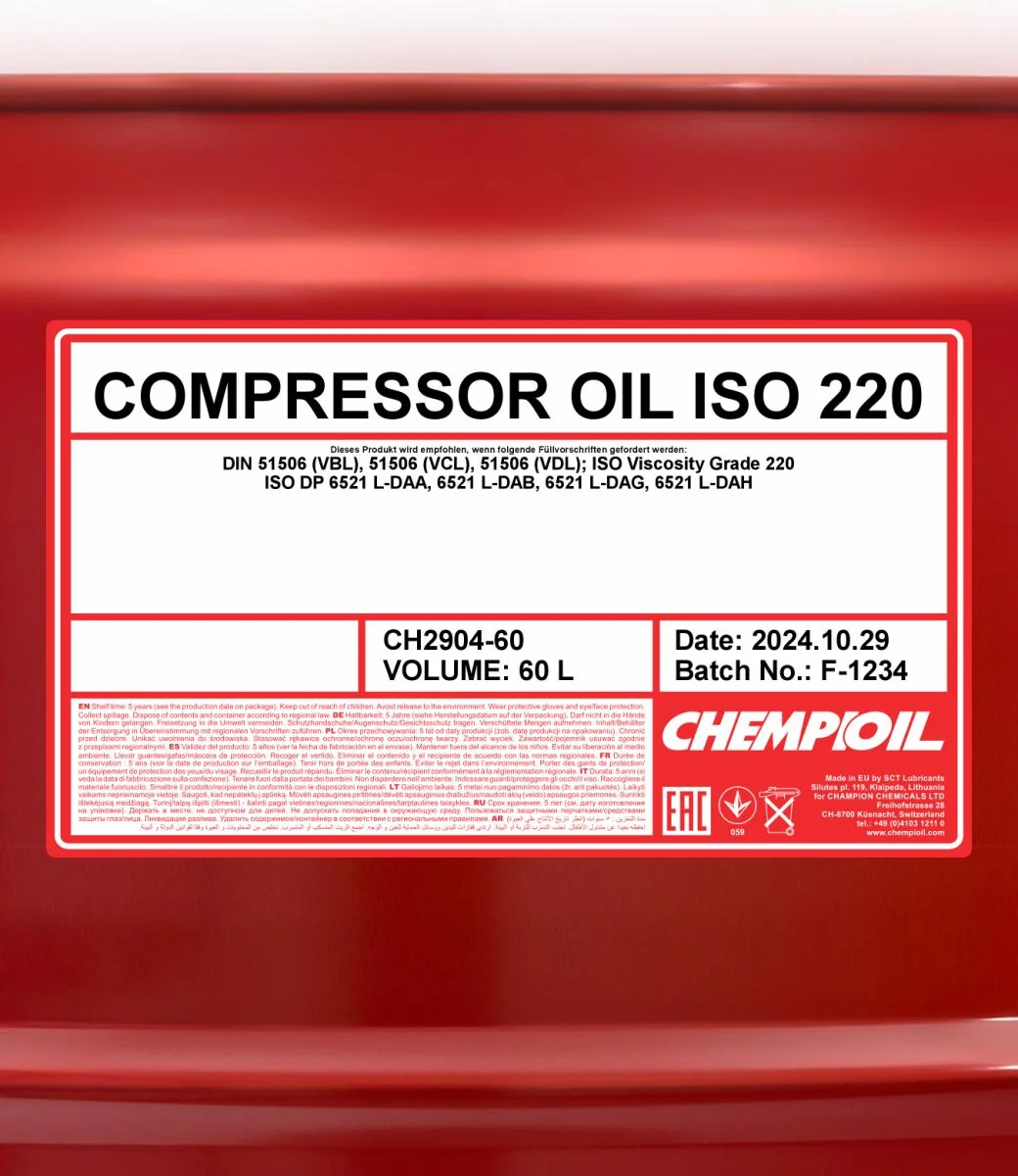 CHEMPIOIL - CH290460 - Compressor Oil ISO 220 60L