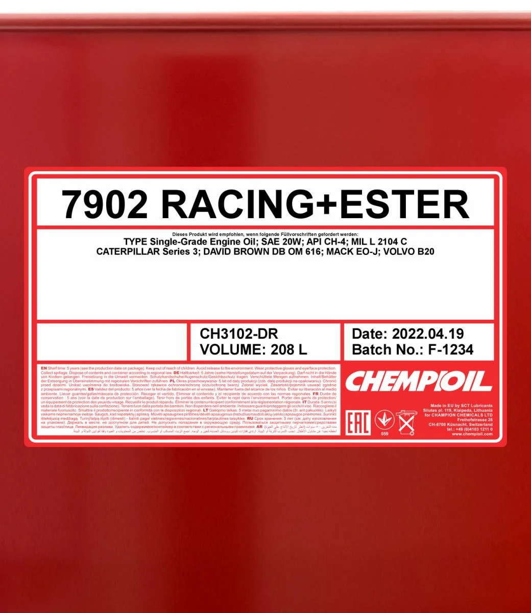 CHEMPIOIL - CH3102DR - M.O. SAE 20W 208L