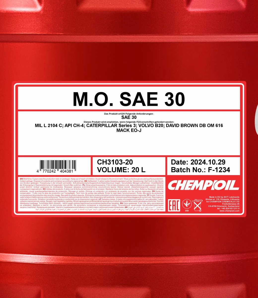 CHEMPIOIL - CH310320 - M.O. SAE 30 20L