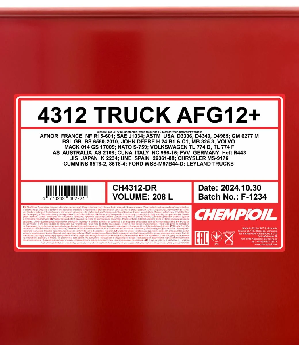 CHEMPIOIL - CH4312DR - Truck AFG 12+ 208L