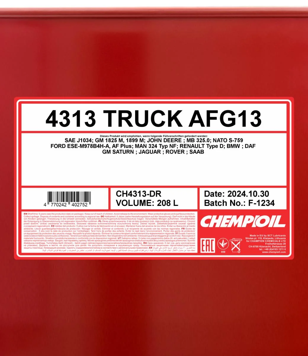 CHEMPIOIL - CH4313DR - Truck AFG 13 208L