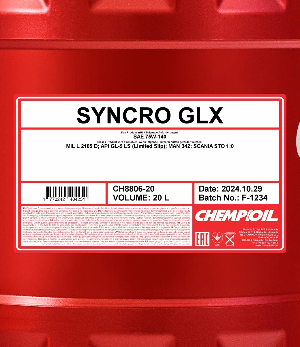 CHEMPIOIL - CH880620 - Syncro GLX 75W-140 GL-5 20L