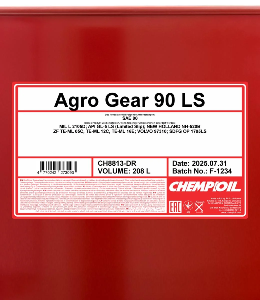 CHEMPIOIL - CH8813DR - AGRO Gear 90 LS 208L
