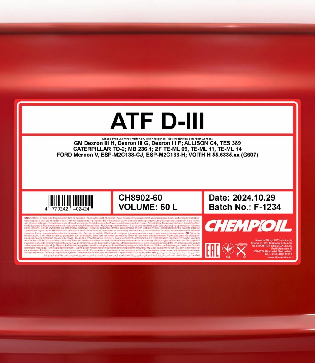 CHEMPIOIL - CH890260 - ATF D-III 60L