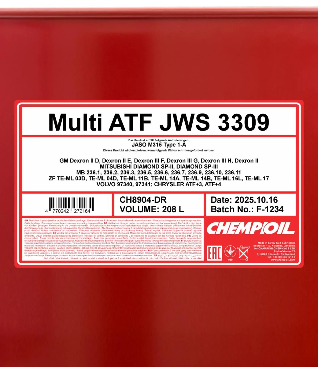 CHEMPIOIL - CH8904DR - Multi ATF 208L