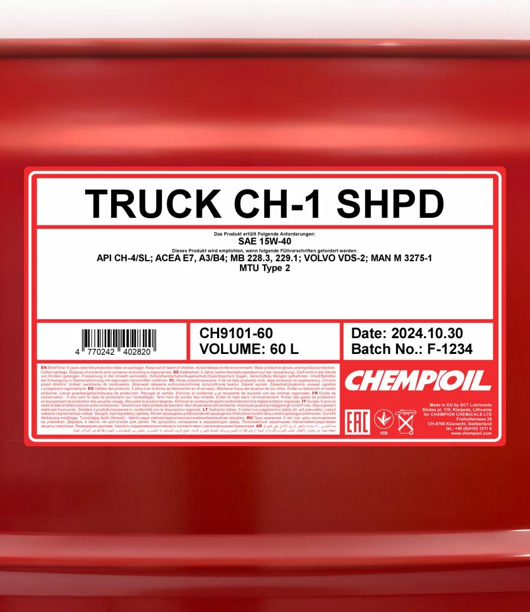 CHEMPIOIL - CH910160 - CH-1 Truck SHPD 15W-40 60L