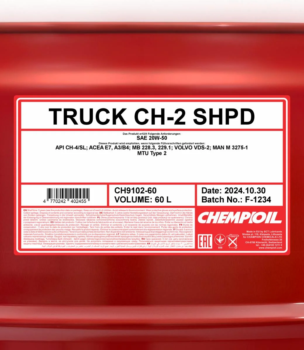 CHEMPIOIL - CH910260 - CH-2 Truck SHPD 20W-50 60L