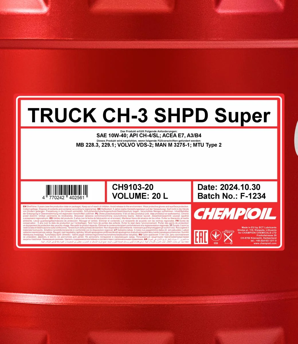 CHEMPIOIL - CH910320 - CH-3 Truck Super SHPD 10W-40 20L